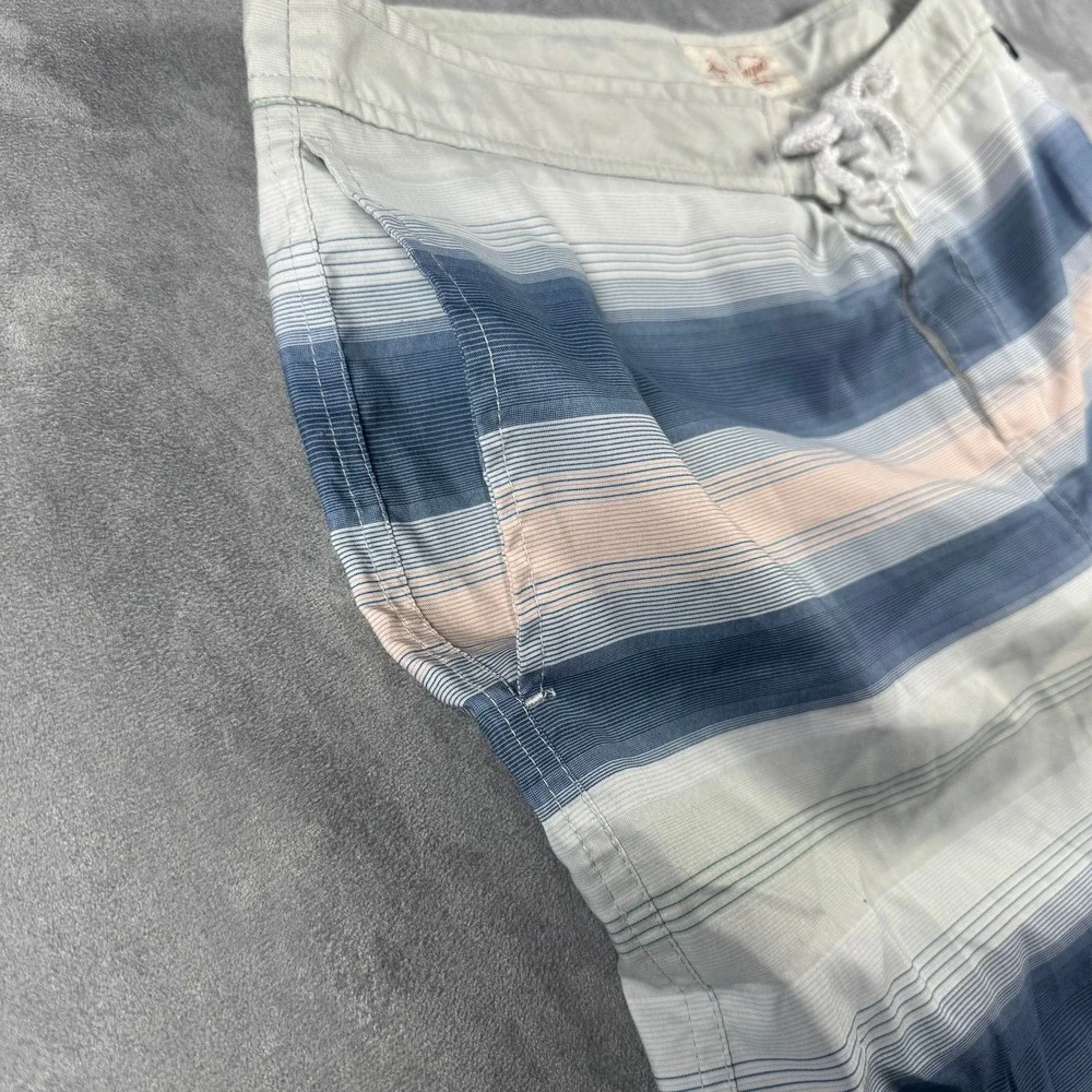 Original Penguin Men's Striped Swim Trunks Blue Grey Peach Size 36 Mesh Lined 6